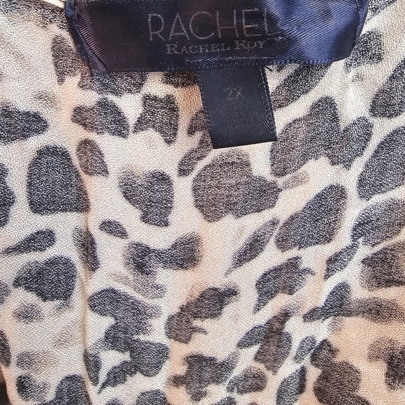 Rachel Roy Hi-Lo Dress Womens Plus 2X Flutter Sleeves Leopard Print Mob Wife - Picture 6 of 7